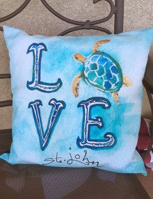 Sea Turtle Love Pillow Cover