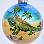 Iguana Beach Glass Ball Ornament - St. John, VI