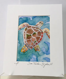 Sea Turtle Matted Print