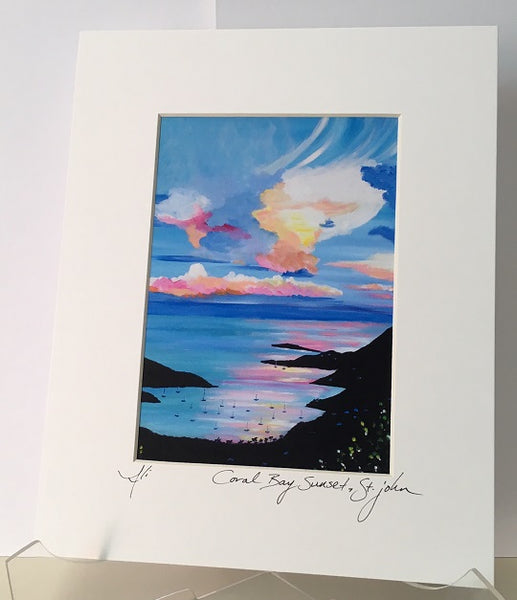 Coral Bay Sunset Matted Print