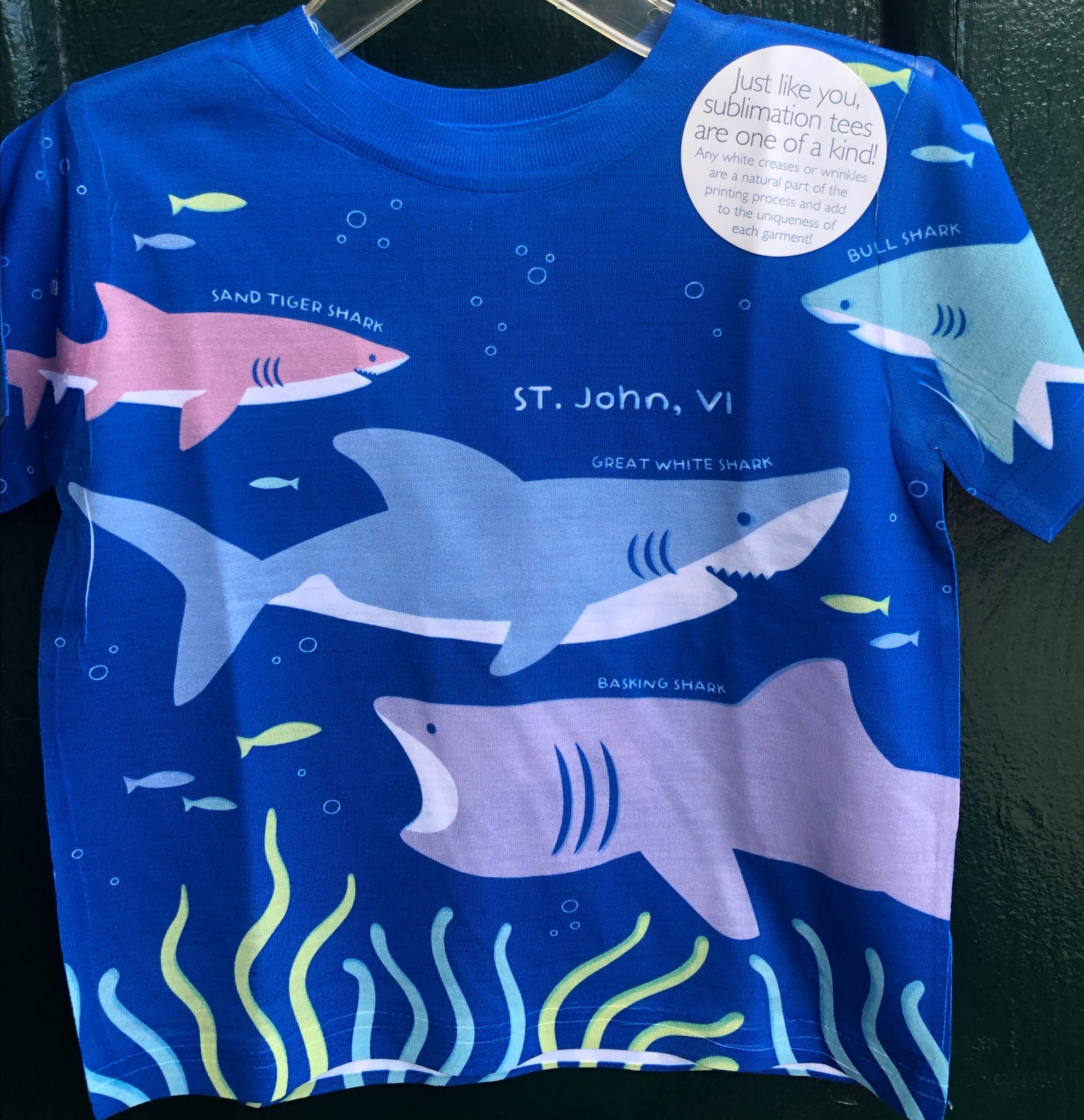Shark Sublimation Printed Youth Tee Shirt