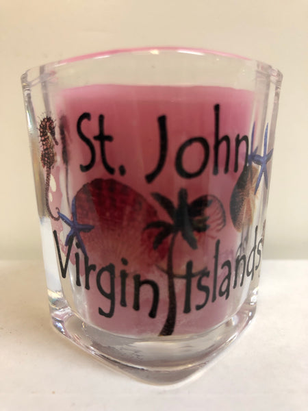 St. John Virgin Islands Square Shot Glass Candle