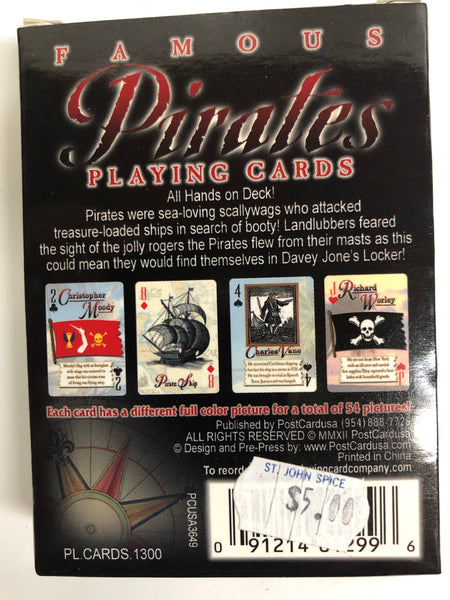 Famous Pirates with Red Hat Pirate Skull Playing Cards