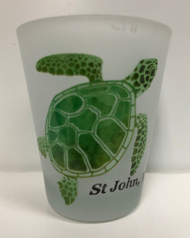 Frosted Green Turtle St. John, VI Shot Glass