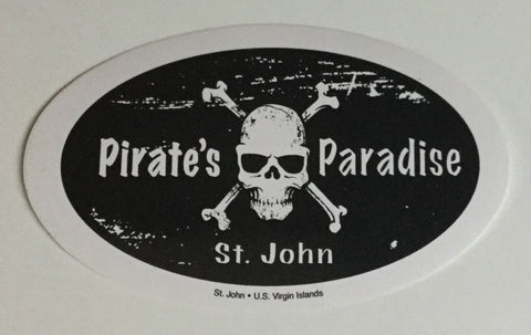 Pirate's Paradise St. John Sticker with skull and crossbone
