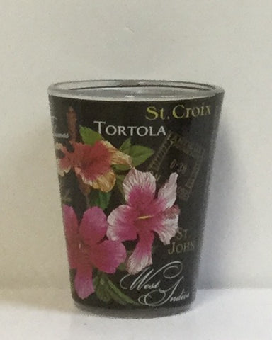 Black Hibiscus Shot Glass