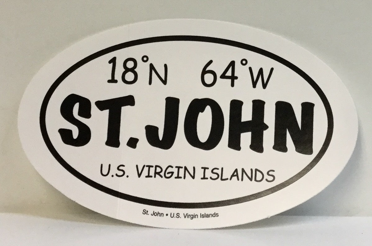 St. John Coordinates Sticker, Black and White Large