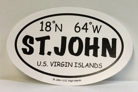 St. John Coordinates Sticker, Black and White Small