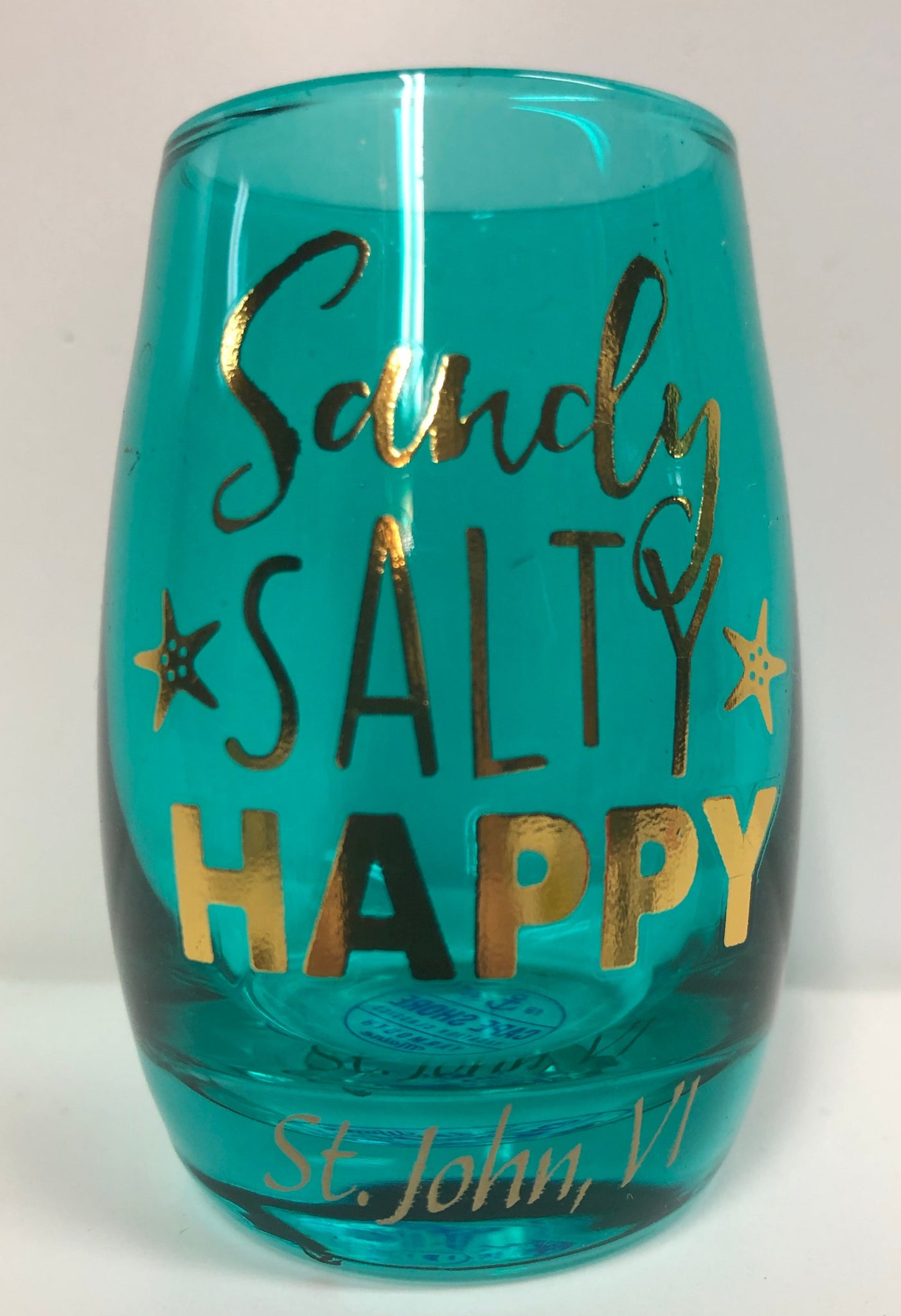 Sandy Salty Happy Mini Wine St. John, VI Shot Glass