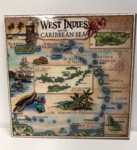 West Indies Antique Map Tile