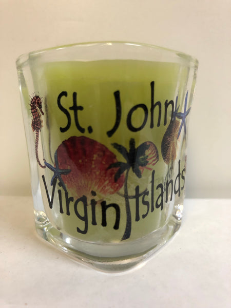 St. John Virgin Islands Square Shot Glass Candle
