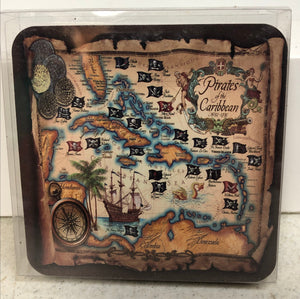 Old World Pirate Cork-backed Coaster Set
