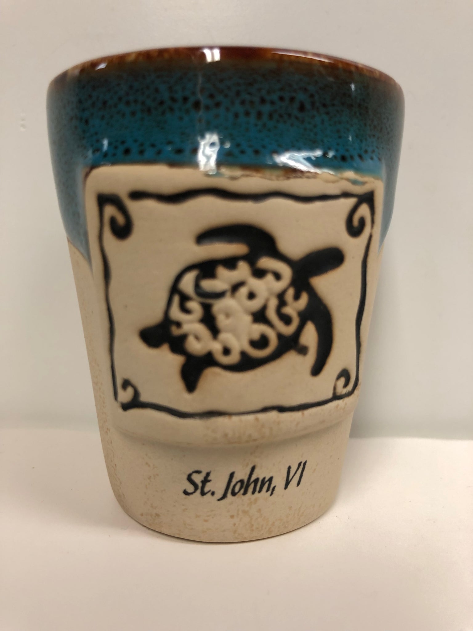Turtle St. John, VI Potter's Ceramic Shot Glass