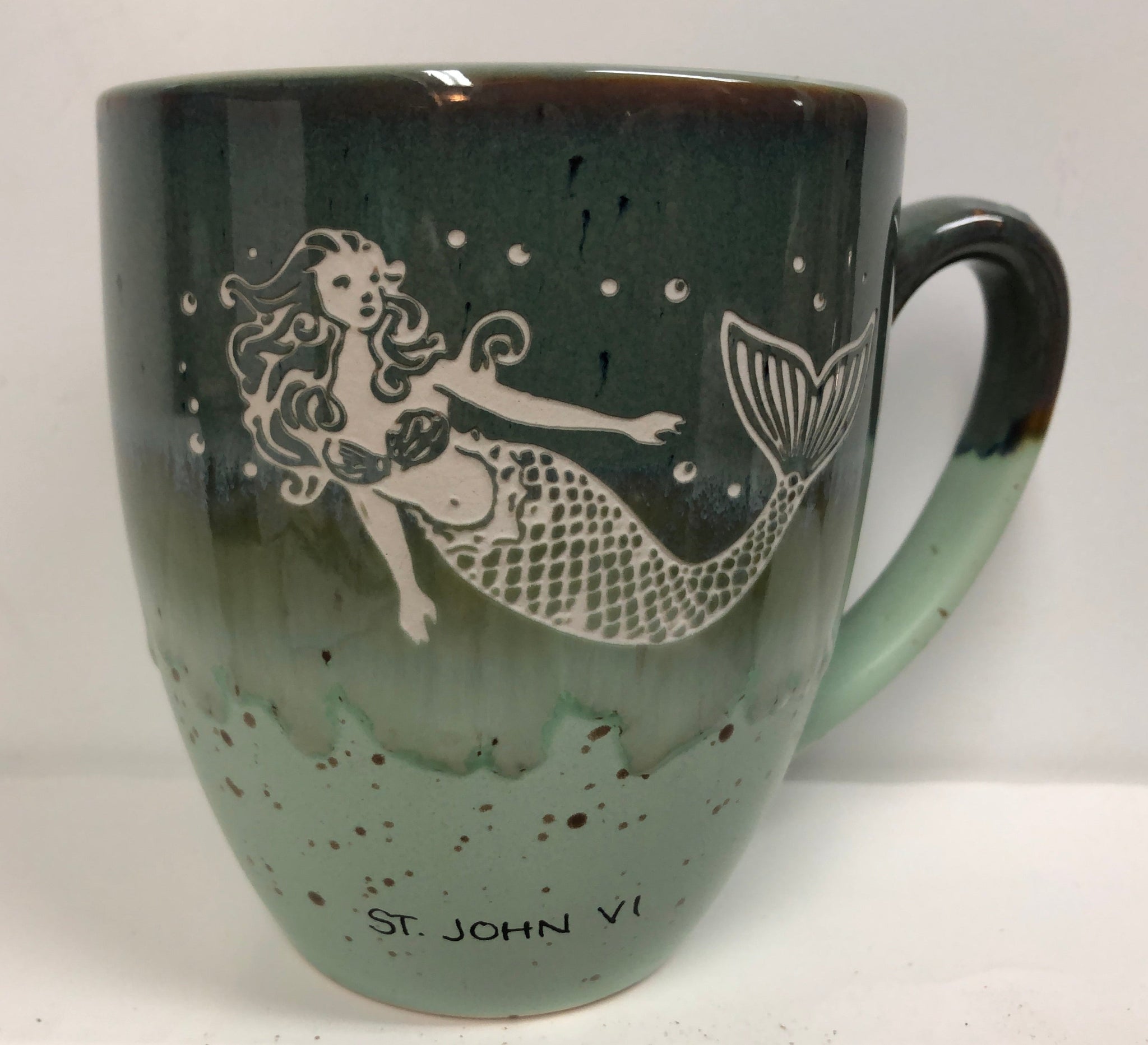 Mint Green St. John, VI Freeport Mug with Mermaid
