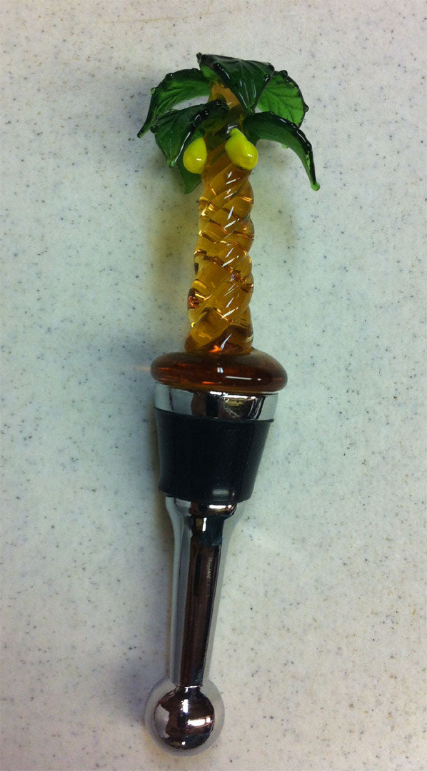 Palm Tree Art Glass Winestopper