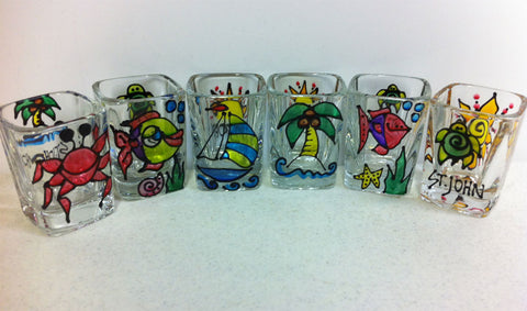 Hand-painted Square Shot Glass (Priced Per Glass)